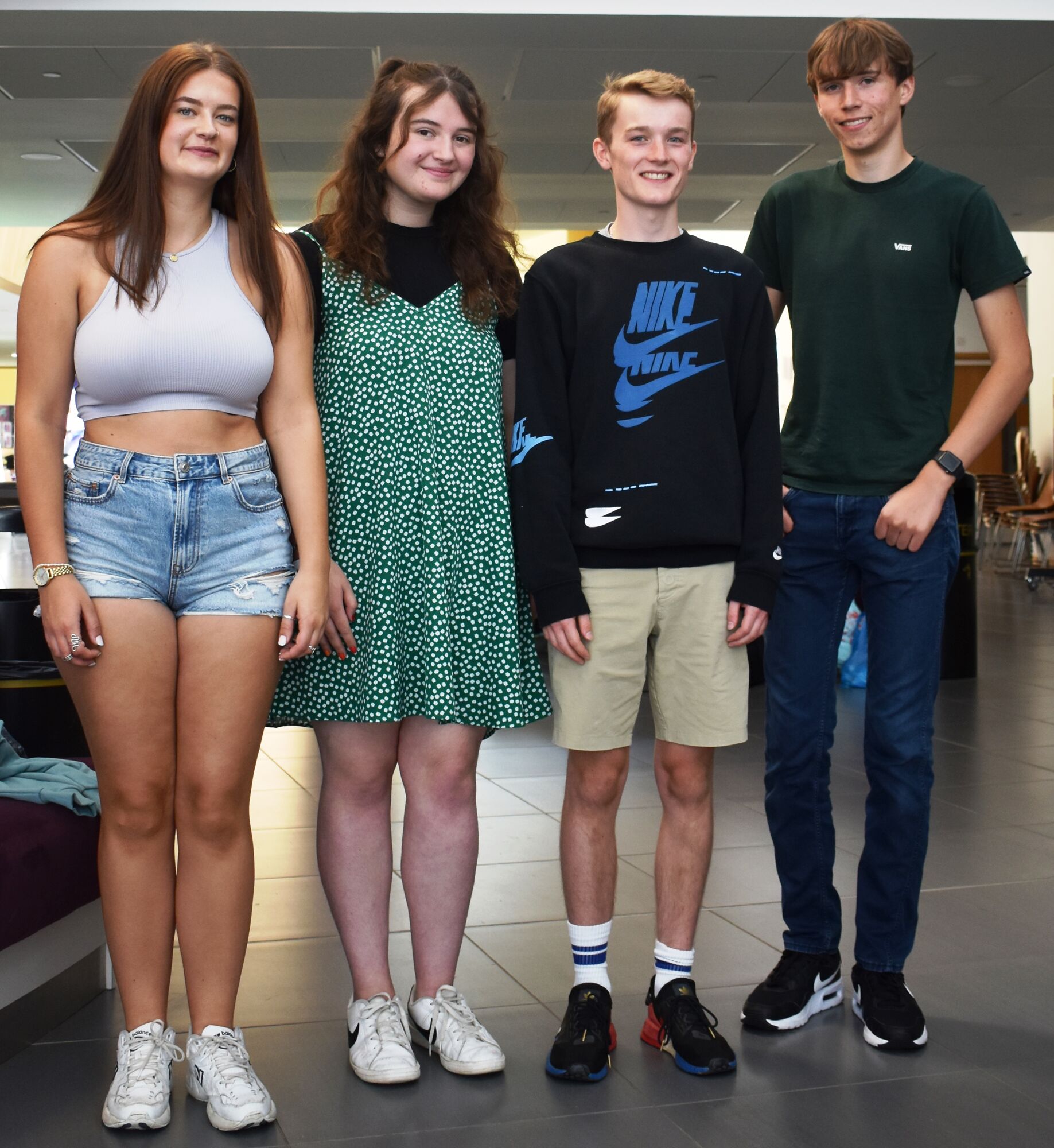 1Abbie, Shannon, Oliver and Thomas from One Sixth Form College celebrate their results